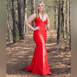 Sherri Hill Red Satin Prom Dress Size 10